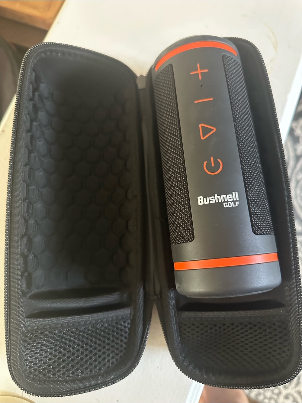 Bushnell Golf Portable Bluetooth Speaker in Black with Orange Trim